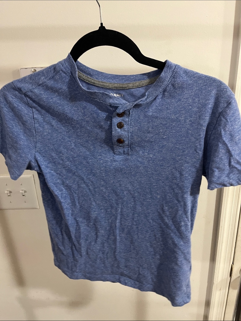 Old Navy Blue Short-Sleeve Henley Button-Down Shirt